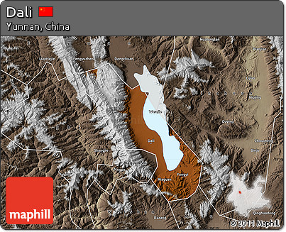 Physical Map of Dali, semi-desaturated