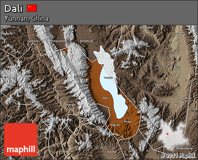 Physical Map of Dali, semi-desaturated