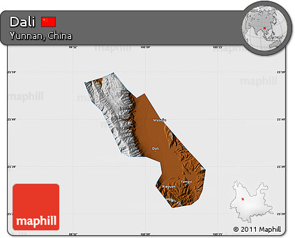 Physical Map of Dali, single color outside