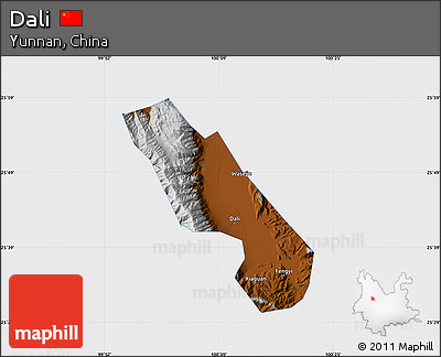 Physical Map of Dali, single color outside