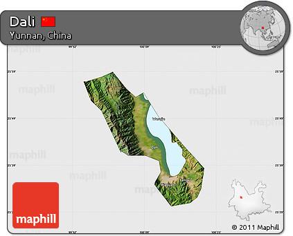 Satellite Map of Dali, single color outside