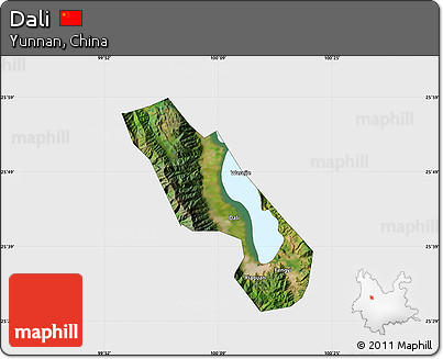 Satellite Map of Dali, single color outside