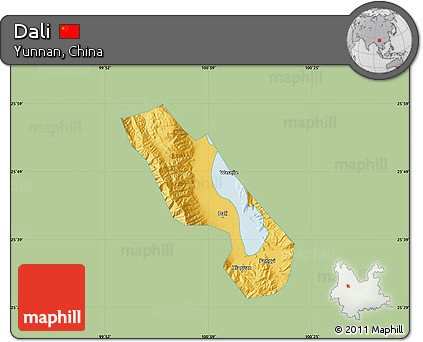 Savanna Style Map of Dali, single color outside