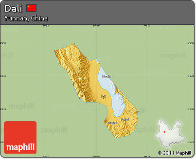 Savanna Style Map of Dali, single color outside