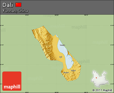 Savanna Style Map of Dali, single color outside