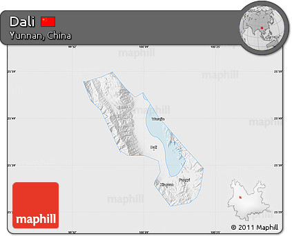 Silver Style Map of Dali, single color outside