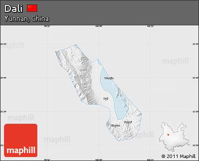 Silver Style Map of Dali, single color outside