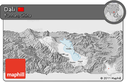 Gray Panoramic Map of Dali