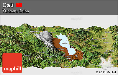Physical Panoramic Map of Dali, satellite outside