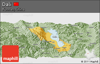 Savanna Style Panoramic Map of Dali