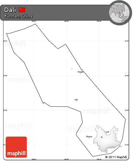 Blank Simple Map of Dali, cropped outside