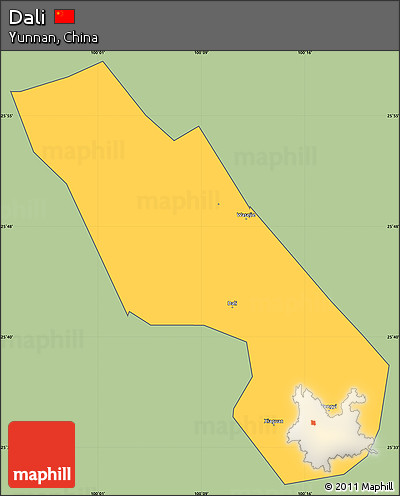 Savanna Style Simple Map of Dali, cropped outside