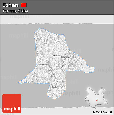 Gray 3D Map of Eshan, single color outside