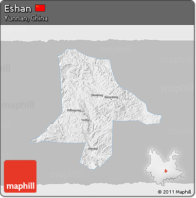 Gray 3D Map of Eshan, single color outside