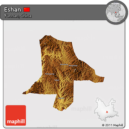 Physical 3D Map of Eshan, cropped outside