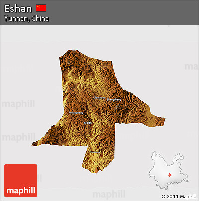 Physical 3D Map of Eshan, cropped outside