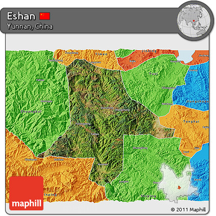 Satellite 3D Map of Eshan, political outside
