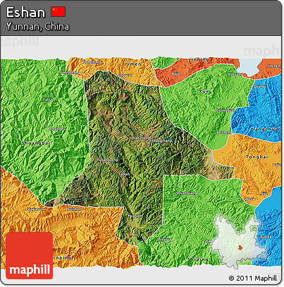 Satellite 3D Map of Eshan, political outside