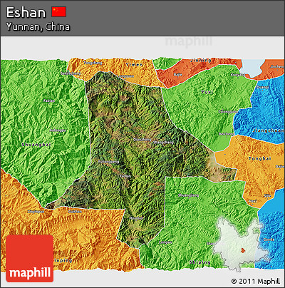 Satellite 3D Map of Eshan, political outside