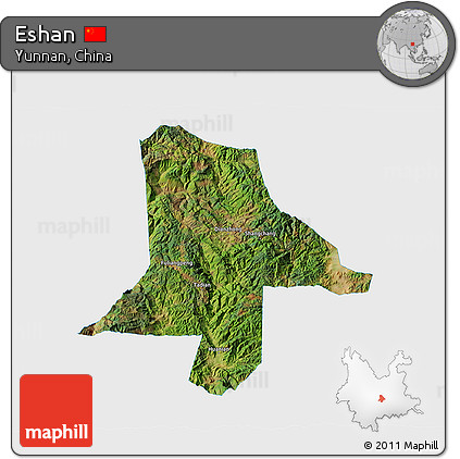 Satellite 3D Map of Eshan, single color outside