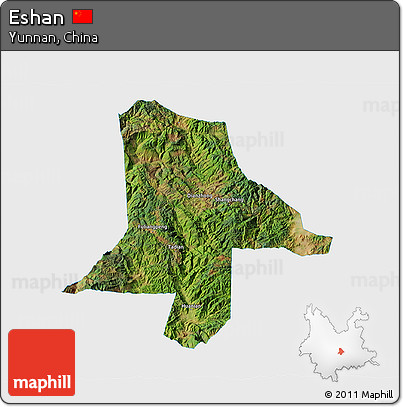 Satellite 3D Map of Eshan, single color outside