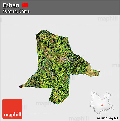 Satellite 3D Map of Eshan, single color outside