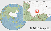 Savanna Style Location Map of Eshan, highlighted country, hill shading