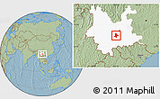 Savanna Style Location Map of Eshan, highlighted parent region, hill shading