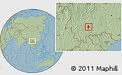 Savanna Style Location Map of Eshan, hill shading