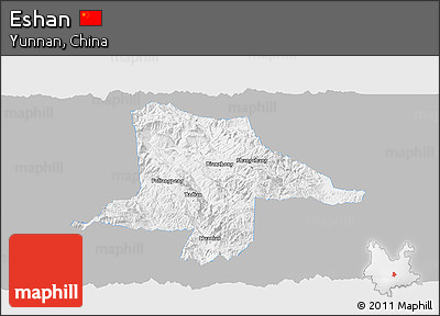 Gray Panoramic Map of Eshan, single color outside