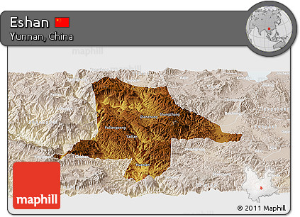 Physical Panoramic Map of Eshan, lighten