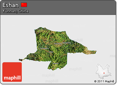 Satellite Panoramic Map of Eshan, single color outside