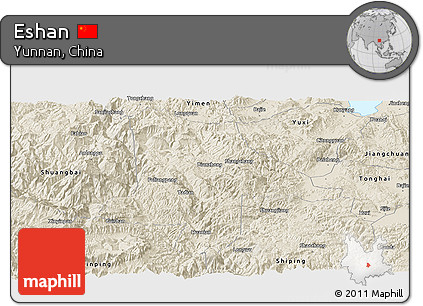 Shaded Relief Panoramic Map of Eshan