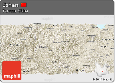 Shaded Relief Panoramic Map of Eshan