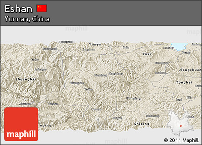 Shaded Relief Panoramic Map of Eshan