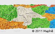 Shaded Relief Panoramic Map of Eshan, political outside