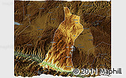 Physical 3D Map of Gejiu Shi, darken
