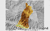Physical 3D Map of Gejiu Shi, lighten, desaturated