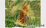 Physical 3D Map of Gejiu Shi, satellite outside