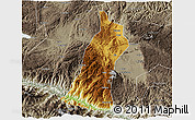Physical 3D Map of Gejiu Shi, semi-desaturated