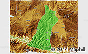 Political 3D Map of Gejiu Shi, physical outside