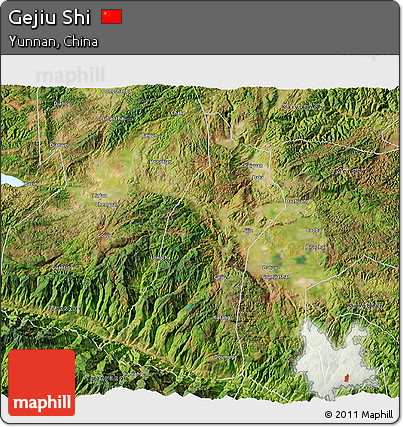 Satellite 3D Map of Gejiu Shi