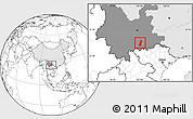 Blank Location Map of Gejiu Shi, highlighted country, highlighted parent region