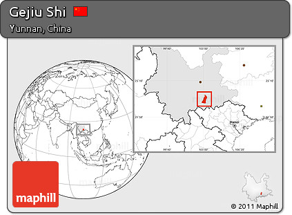 Blank Location Map of Gejiu Shi, highlighted parent region