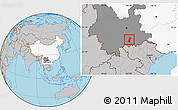 Gray Location Map of Gejiu Shi, highlighted country, highlighted parent region