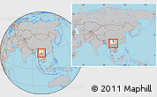 Gray Location Map of Gejiu Shi, highlighted parent region, within the entire country