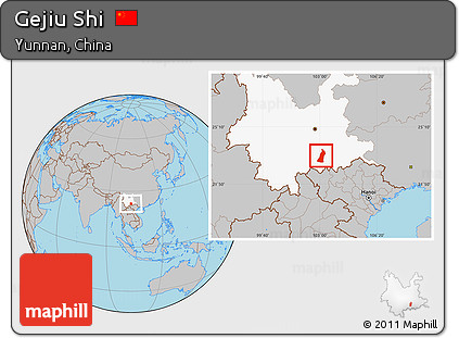 Gray Location Map of Gejiu Shi, highlighted parent region