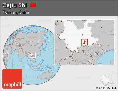 Gray Location Map of Gejiu Shi, highlighted parent region