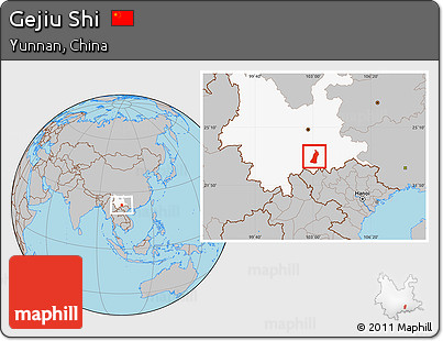 Gray Location Map of Gejiu Shi, highlighted parent region