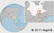 Gray Location Map of Gejiu Shi, highlighted parent region, hill shading